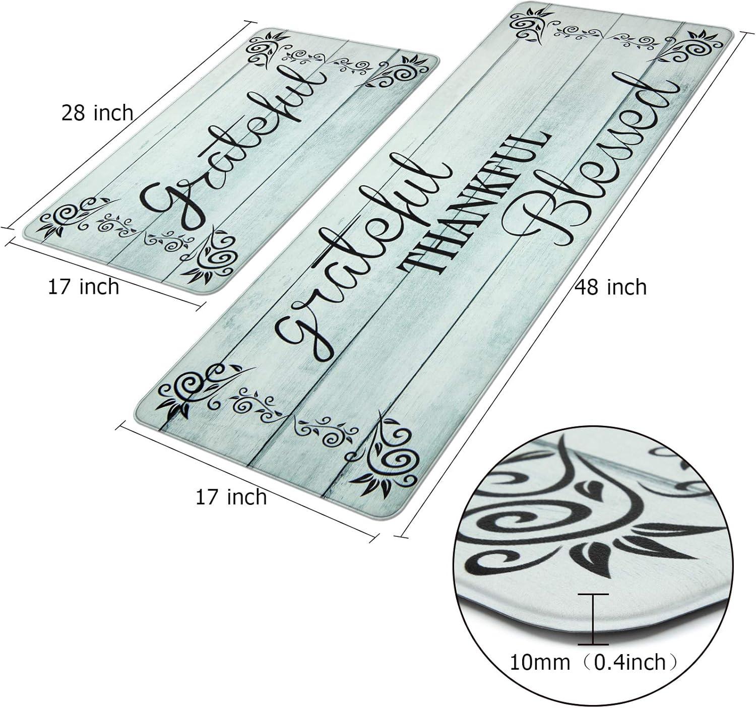 Rosalind Wheeler The Anti Fatigue Kitchen Mat Set of 2 Non Slip Cushioned Kitchen Mats for Floor Waterproof Farmhouse Kitchen Rugs and Mats Set Comfort Standing Desk Mat Carpet