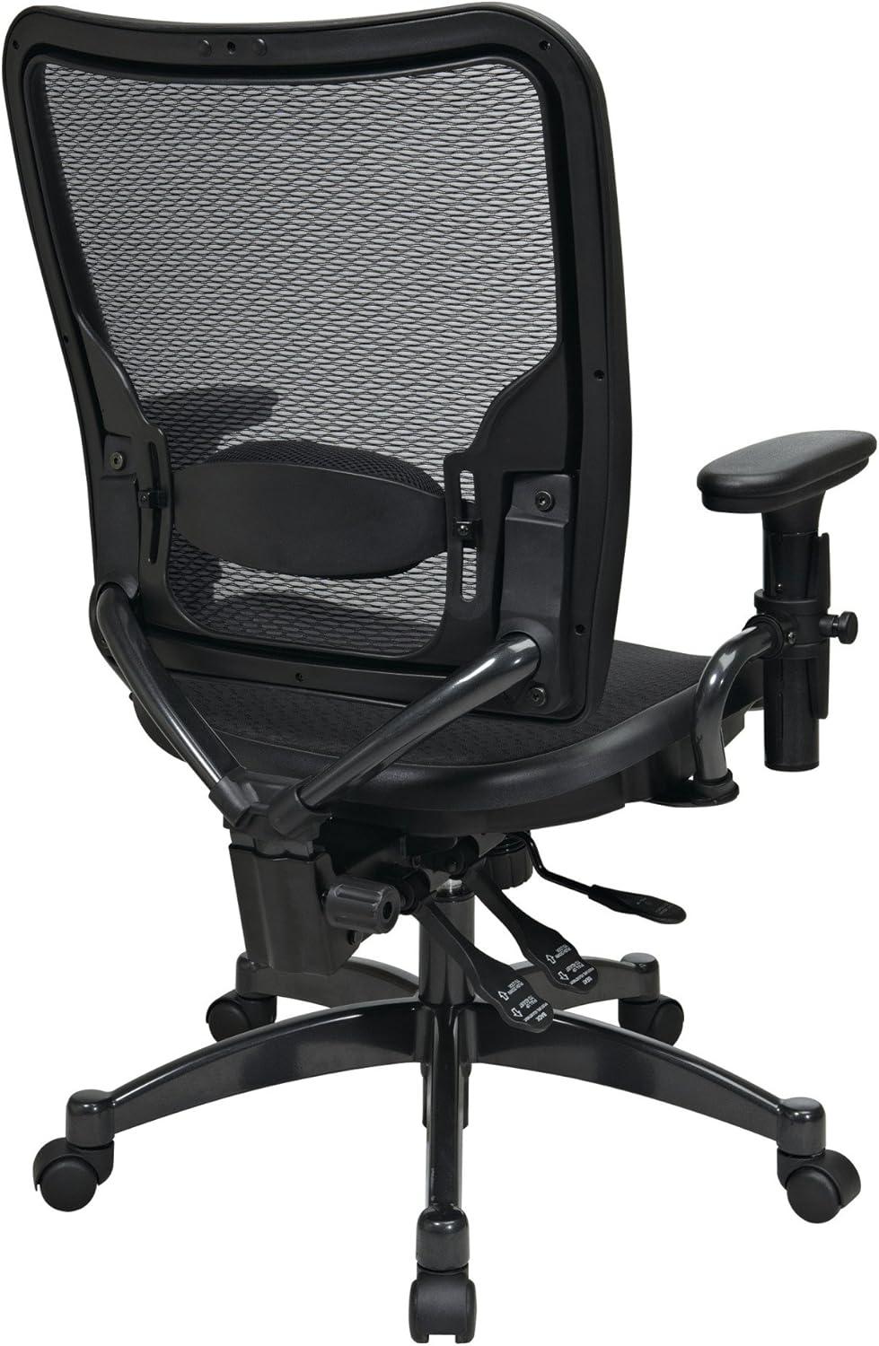 Black Mesh and Leather Ergonomic Swivel Task Chair