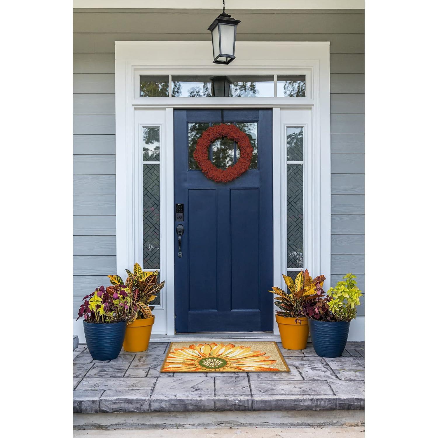Liora Manne Frontporch Sunflower Indoor/Outdoor Rug Yellow 2' x 3'
