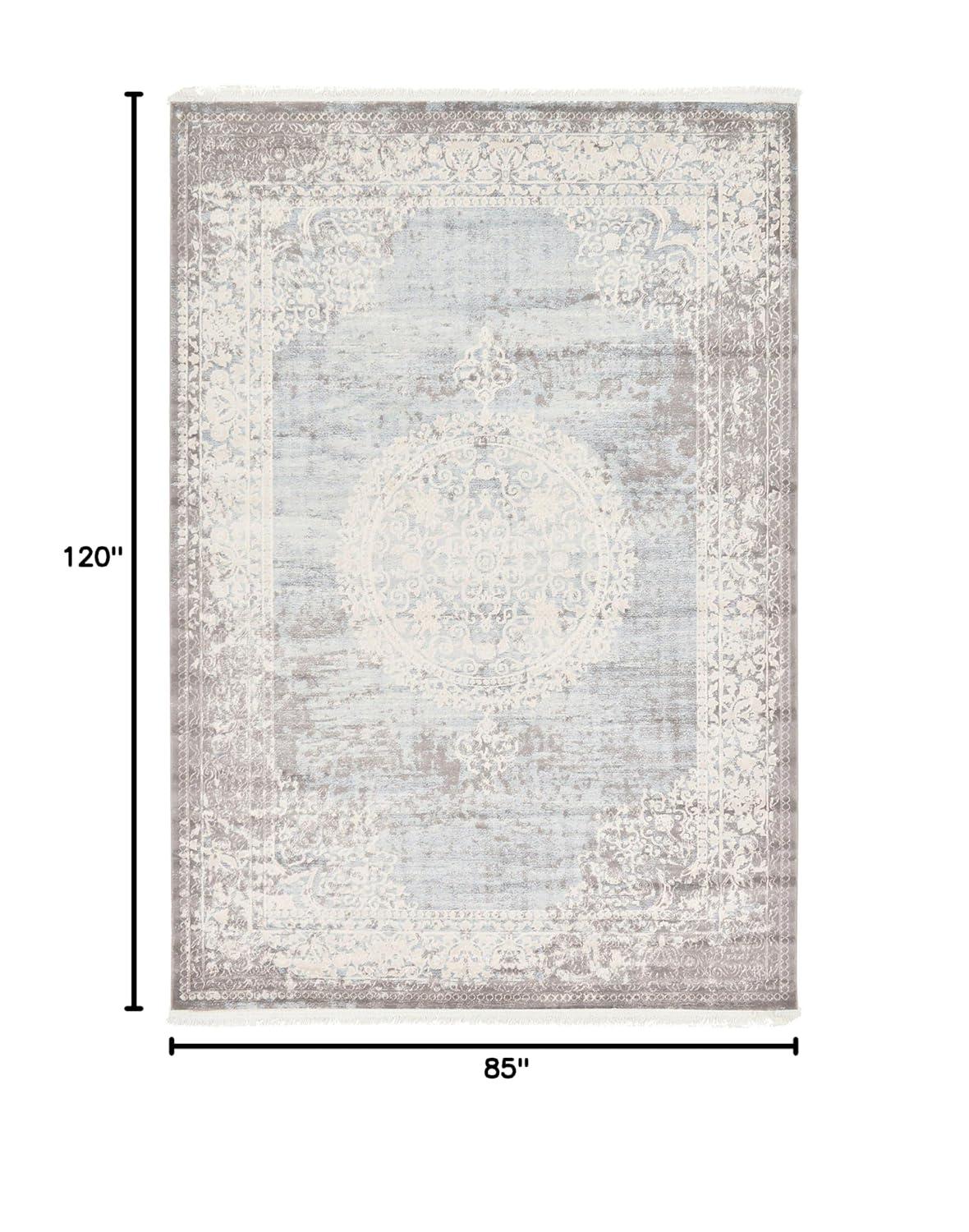 Unique Loom New Classical Collection Area Rug - Olwen (7' 1" x 10' Rectangle, Light Blue/ Ivory)