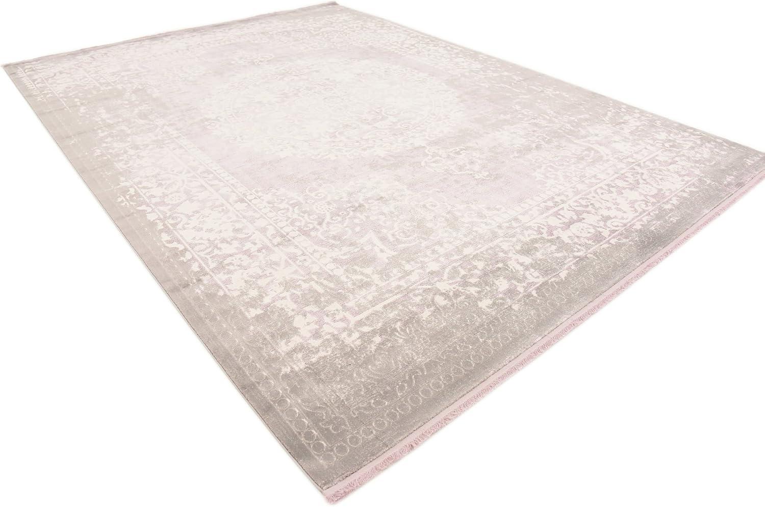 Purple and Gray Abstract Rectangular 9' x 12' Synthetic Area Rug