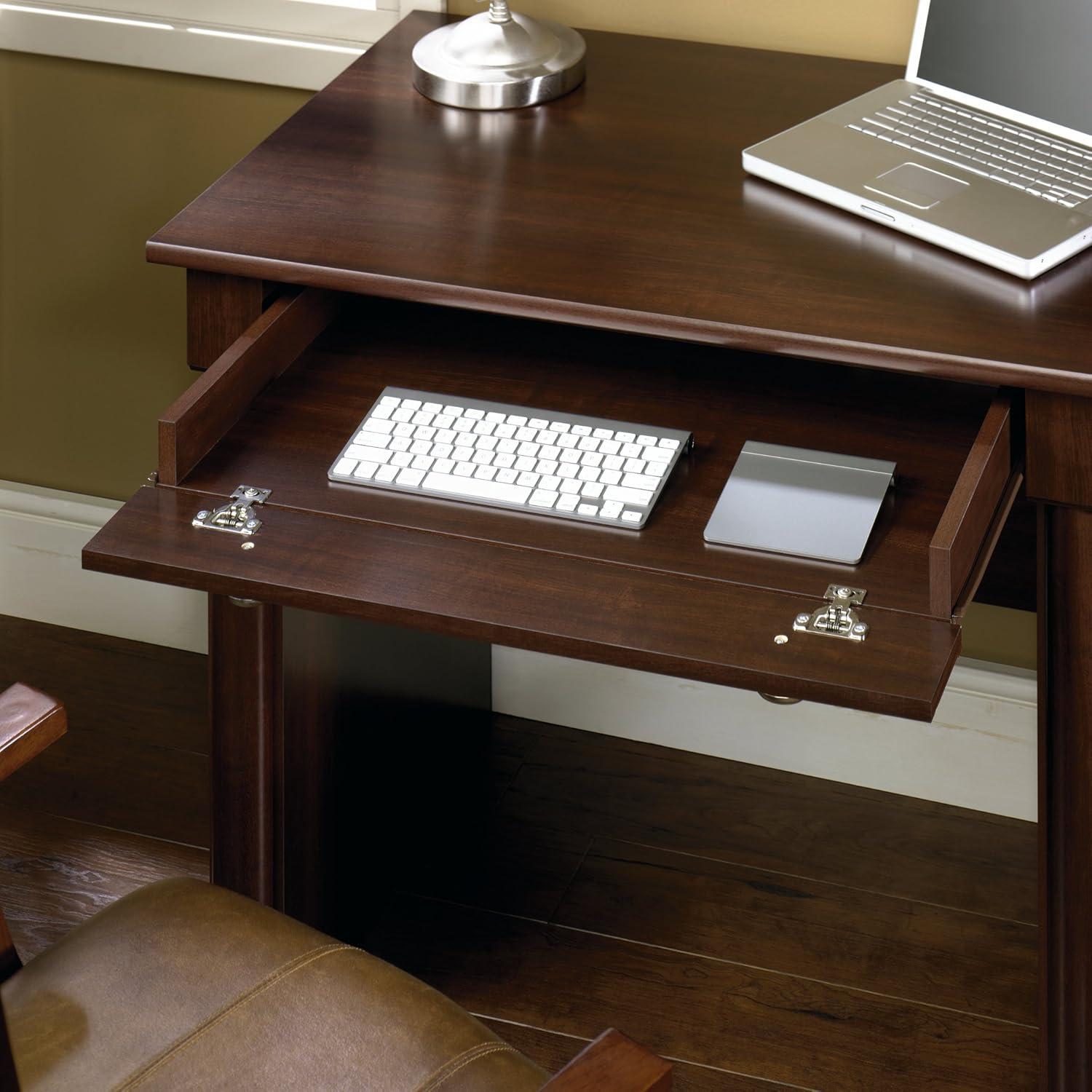 Select Cherry Wood Computer Desk with Drawers and Keyboard Tray