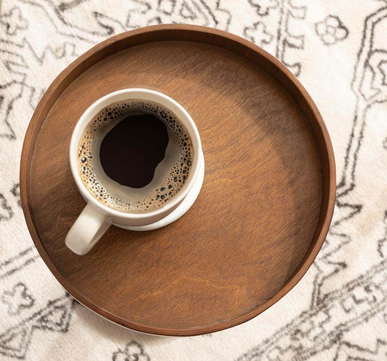 Kate and Laurel Bellport Pedestal End Table, 10x10x22, Rustic Brown