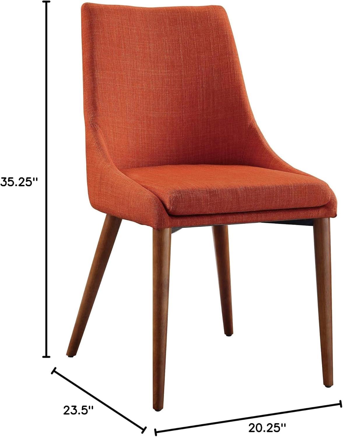 Contemporary Tangerine Upholstered Wood Side Chair