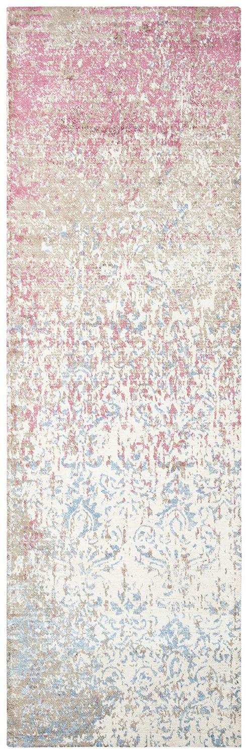 SAFAVIEH Expression Kliment Abstract Overdyed Runner Rug, Ivory/Blue, 2'6" x 8'