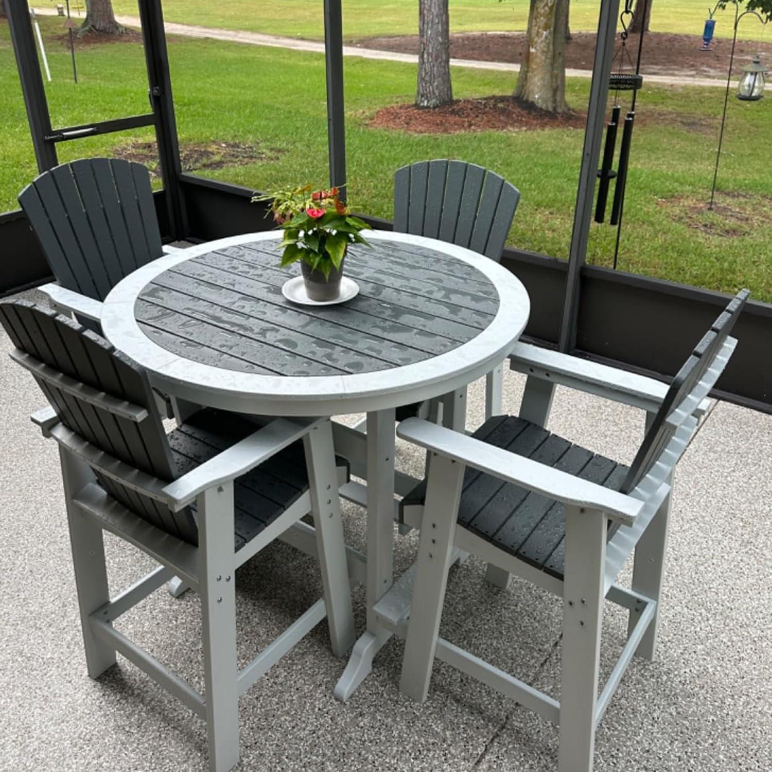 Ceballos Patio Bar Table Set High Top Outdoor Table And Chairs Set Of 5 Bar Table & Stools Set With Tall Adirondack Chairs Set For 4