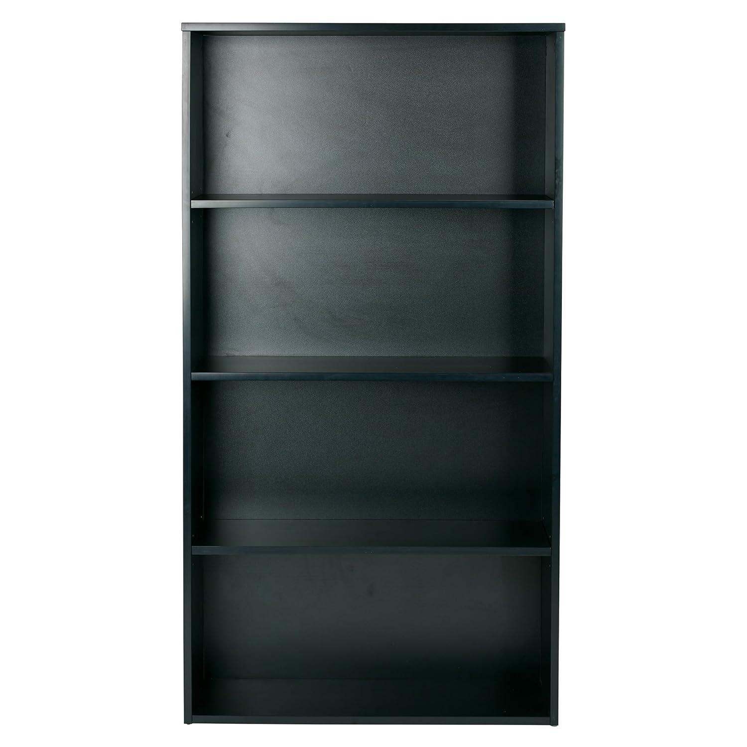 TJUNBOLIFE OSP Designs Prado 4- Bookcase with 3/4-Inch Shelves and 2 Adjustable/2 Fixed Shelves  60-Inch  Black