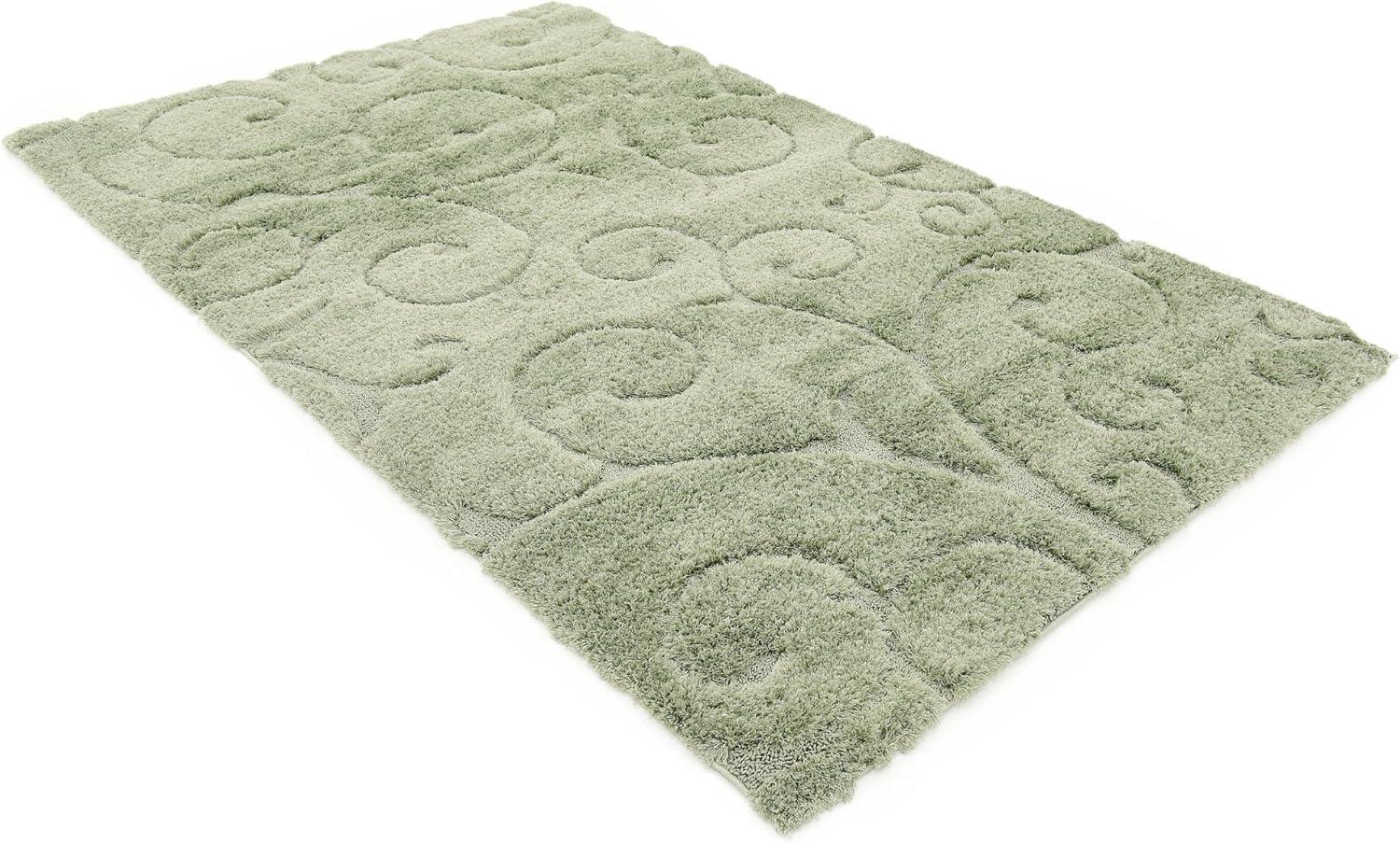 Unique Loom Floral Shag Collection Area Rug - Carved (5' 1" x 8' Rectangle Green)