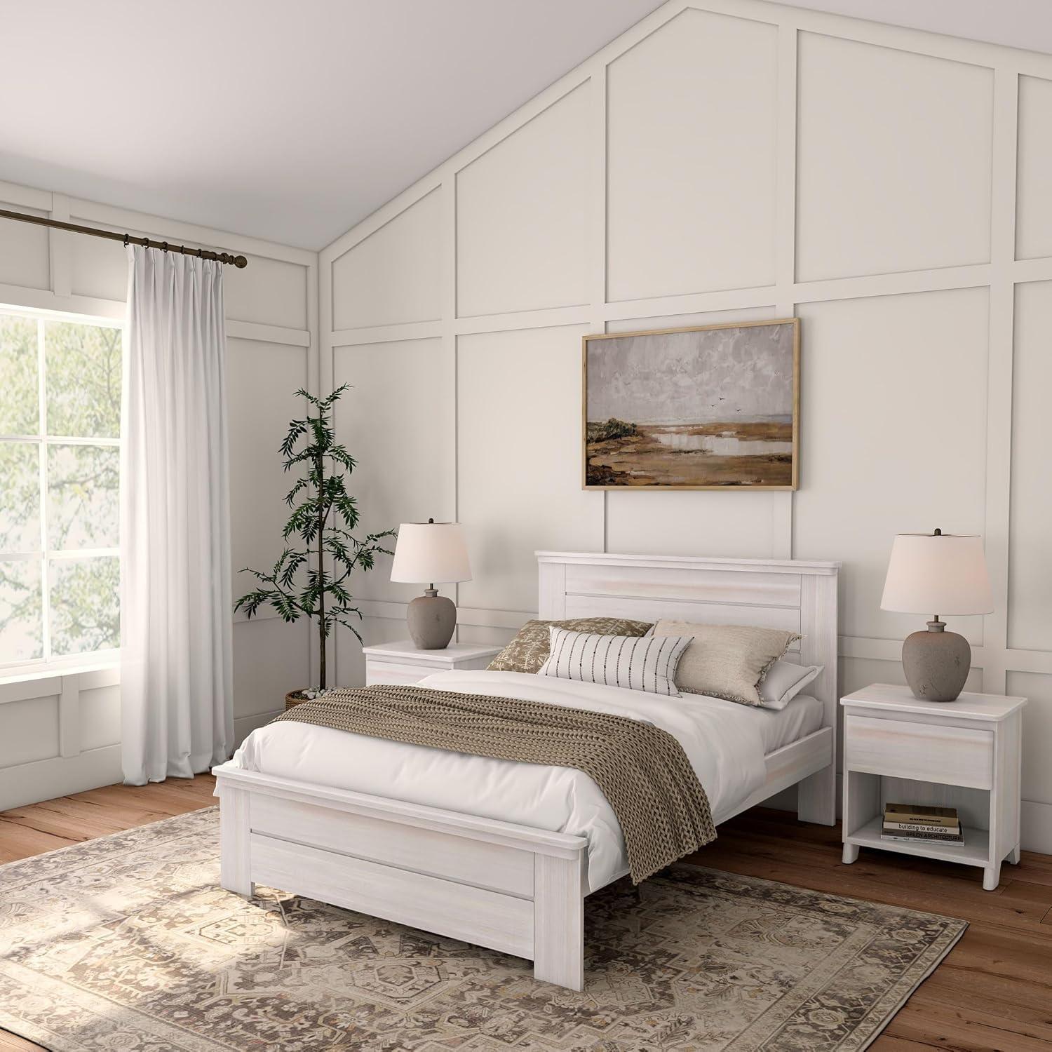 Plank+Beam Farmhouse Full Size Bed Frame with Headboard, Solid Wood Platform Bed