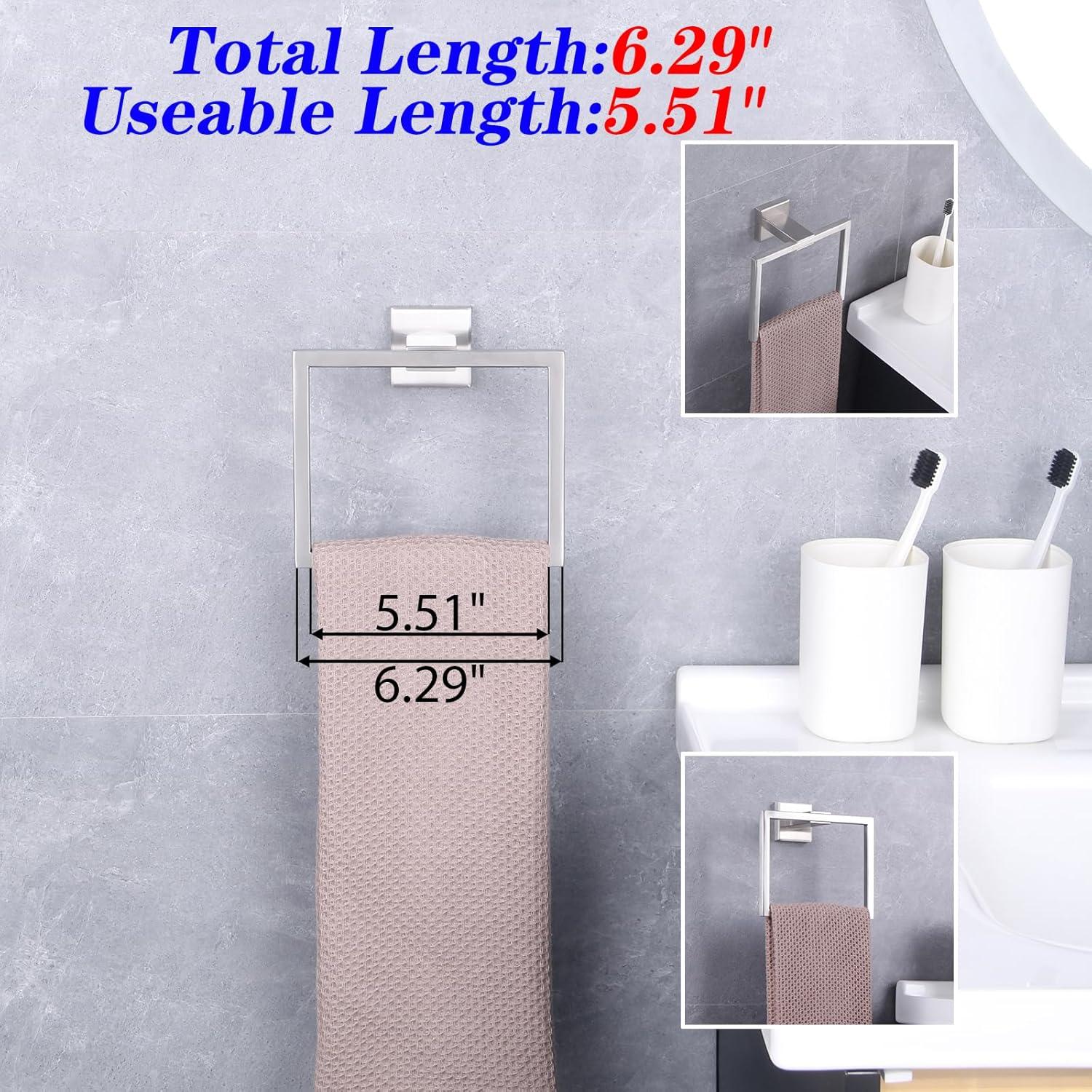 GERZ Bathroom Hardware Accessories Sets Brushed SUS304 Stainless Steel Bath Shower Set 2-Pieces (Toilet Paper Holder Towel Ring) Contemporary Style JG1956-2LS