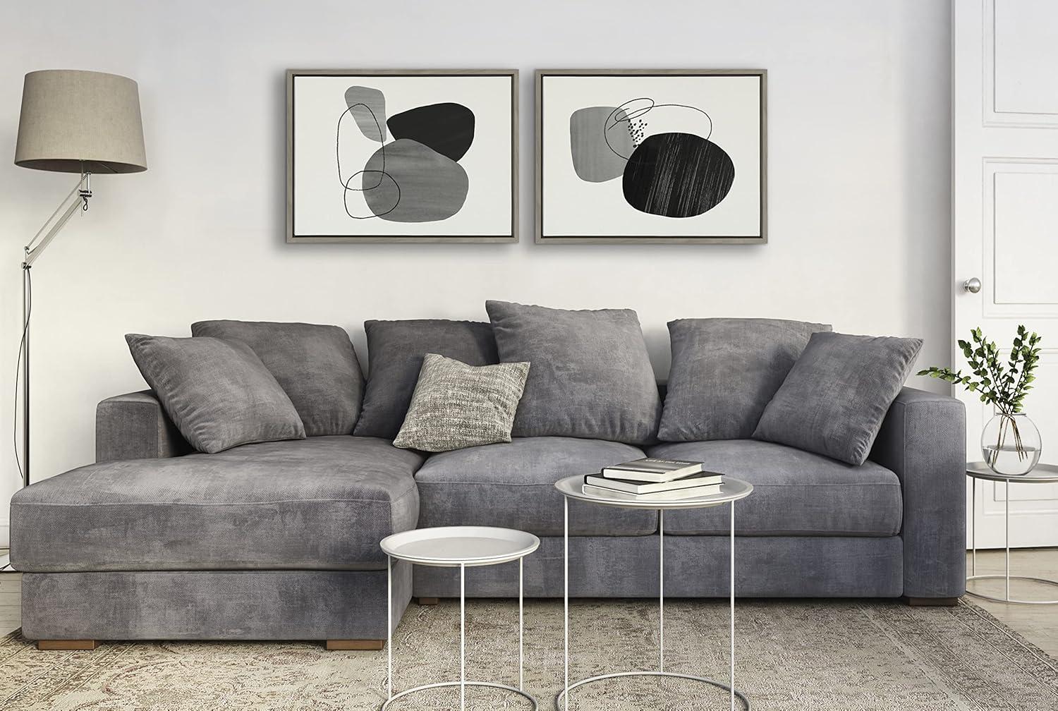 Kate & Laurel All Things Decor (Set of 2) 18" x 24" Sylvie 863 Abstract Rocks and 864 On The Rocks Framed Canvas