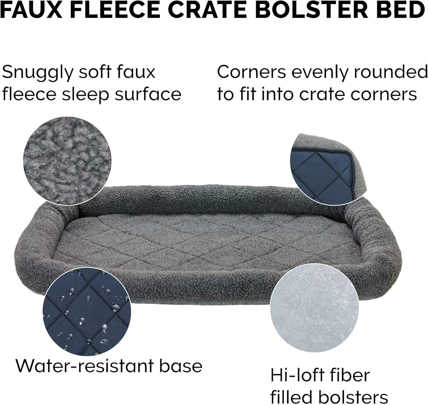 Faux Lambswool Crate Bolster Pet Bed