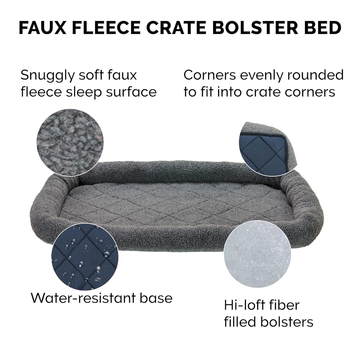 FurHaven Faux Lambswool Crate Bolster Pet Bed