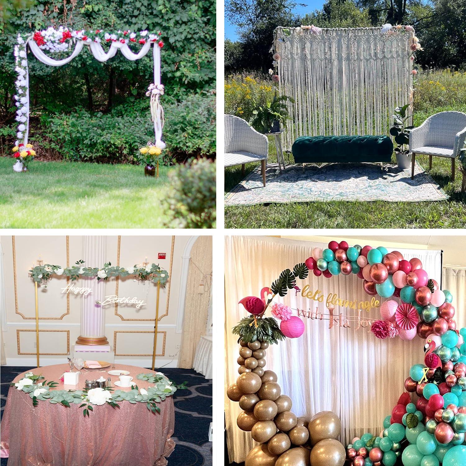 Wedding Arch Backdrop Stand, 6.6x6.6 FT Gold Wedding Arches for Ceremony Square Metal Balloon Arch Stand Garden Arbor Frame for Wedding Birthday Party Baby Shower Photo Booth Background Decoration