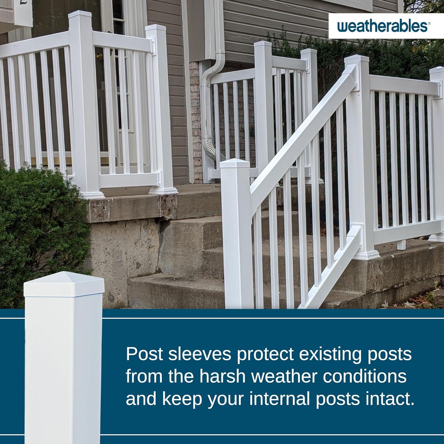 Weatherables 4x4 Post Sleeve – Weatherproof Premium Outdoor Vinyl Post Cover for Lasting Durability and Easy Installation on Decks, Patios, Porches or Mailbox Posts (4" x 4" x 72", White)