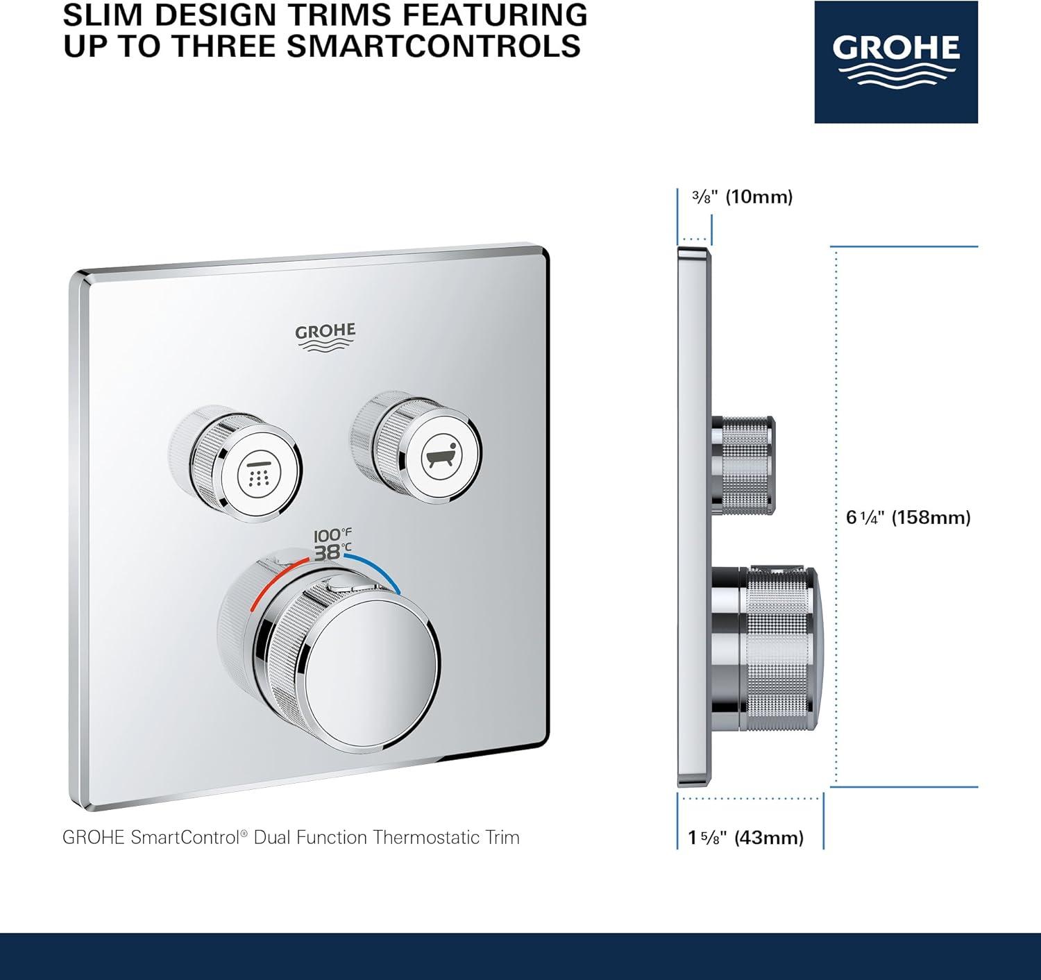 Grohtherm® SmartControl Dual Function Thermostatic Trim with Control Module