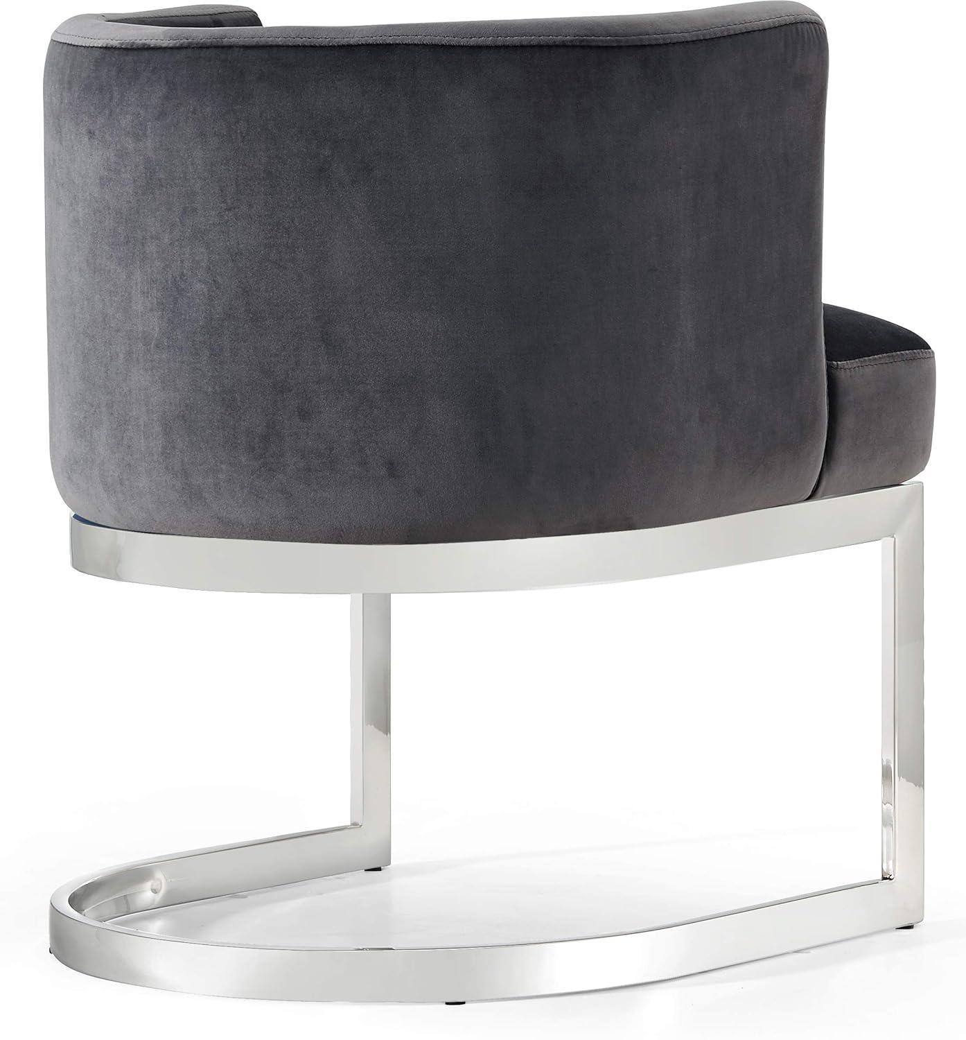 RUIHONGQING Gianna Collection Modern | Contemporary Velvet Upholstered Dining Chair with Polished Chrome Metal Frame, 24" W x 22" D x 29.5" H, Grey