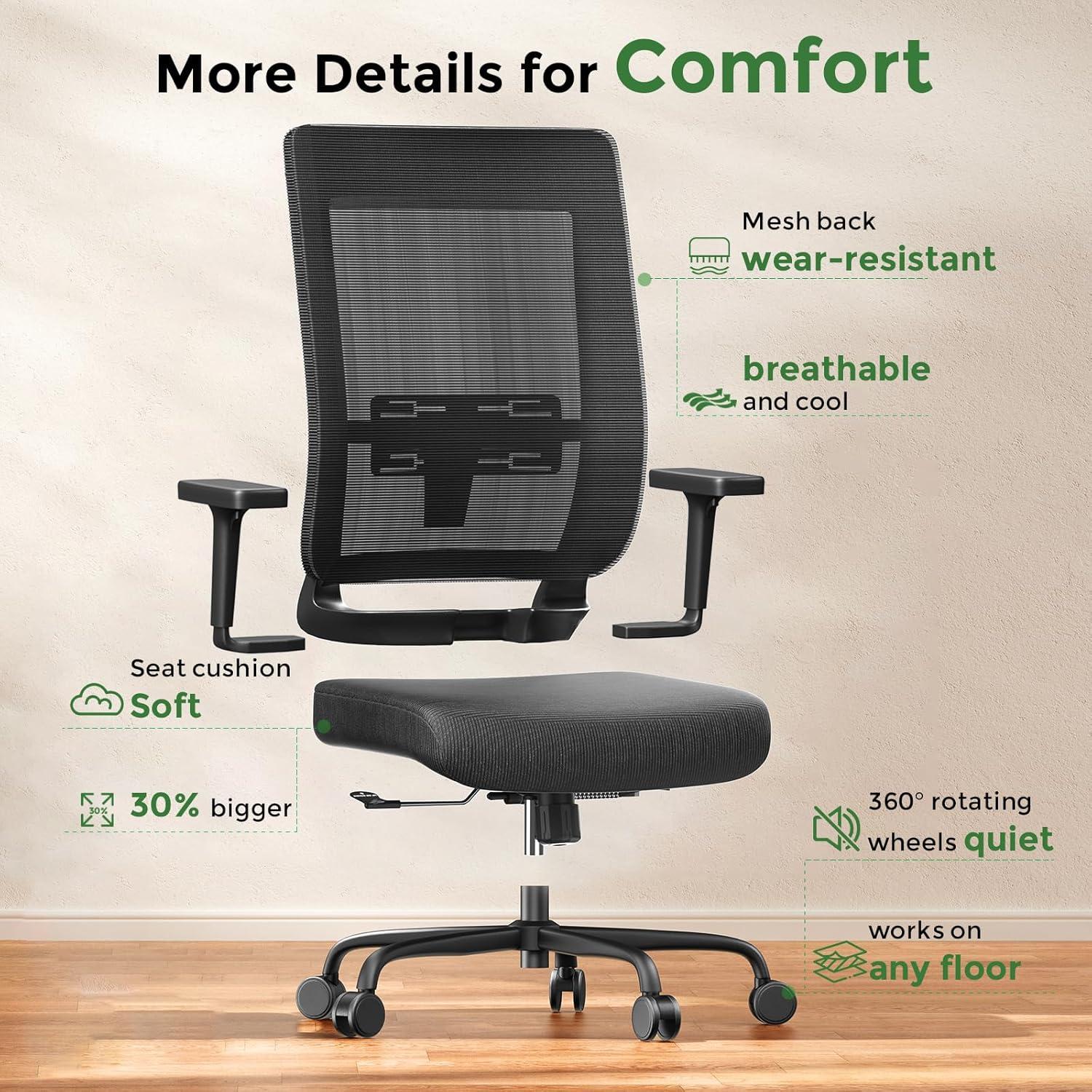 Black Mesh High Back Ergonomic Office Chair with Adjustable Lumbar Support