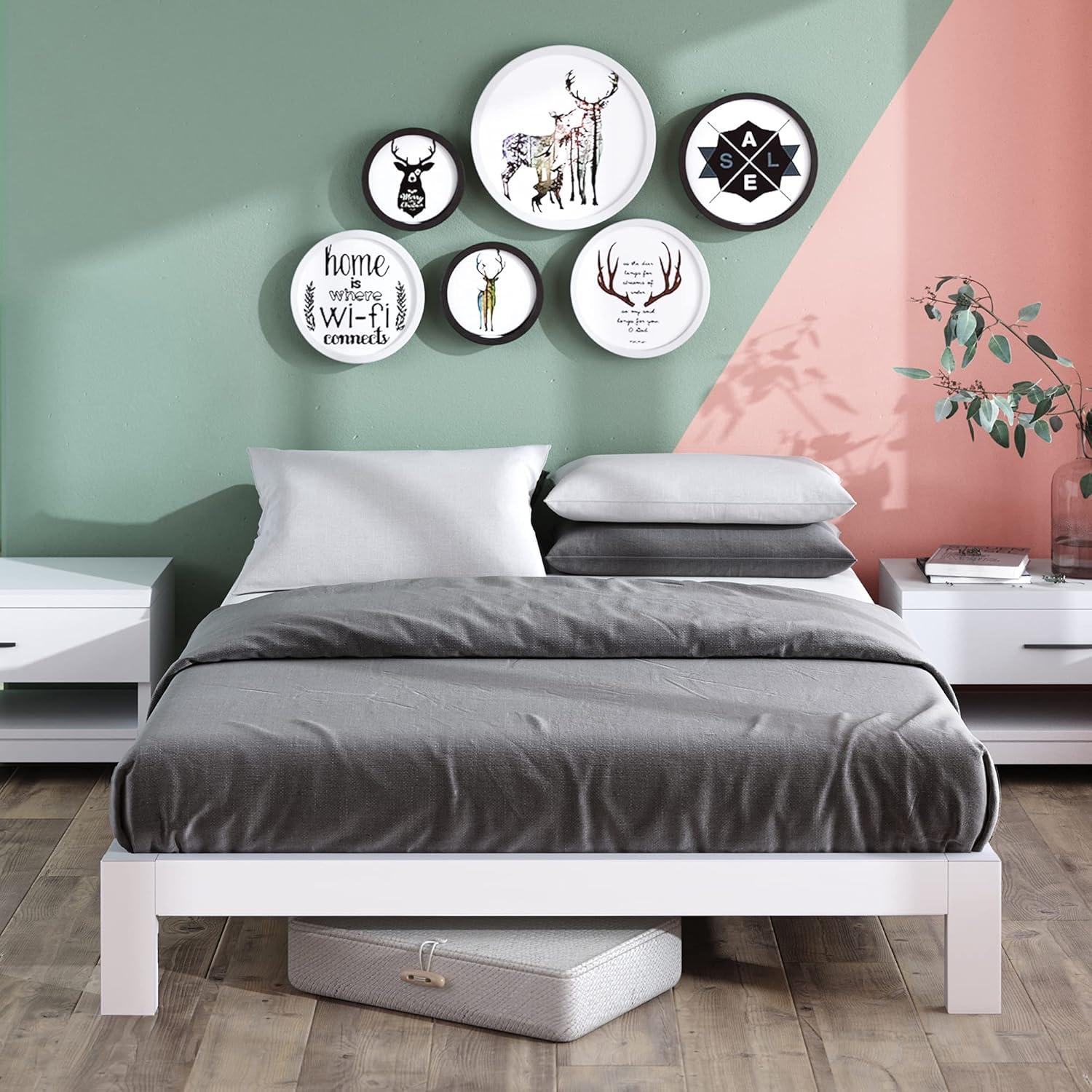 Full Arnav 10" Metal Platform Bed Frame White - Zinus: Minimalist Steel Foundation, No Box Spring Needed, Easy Care