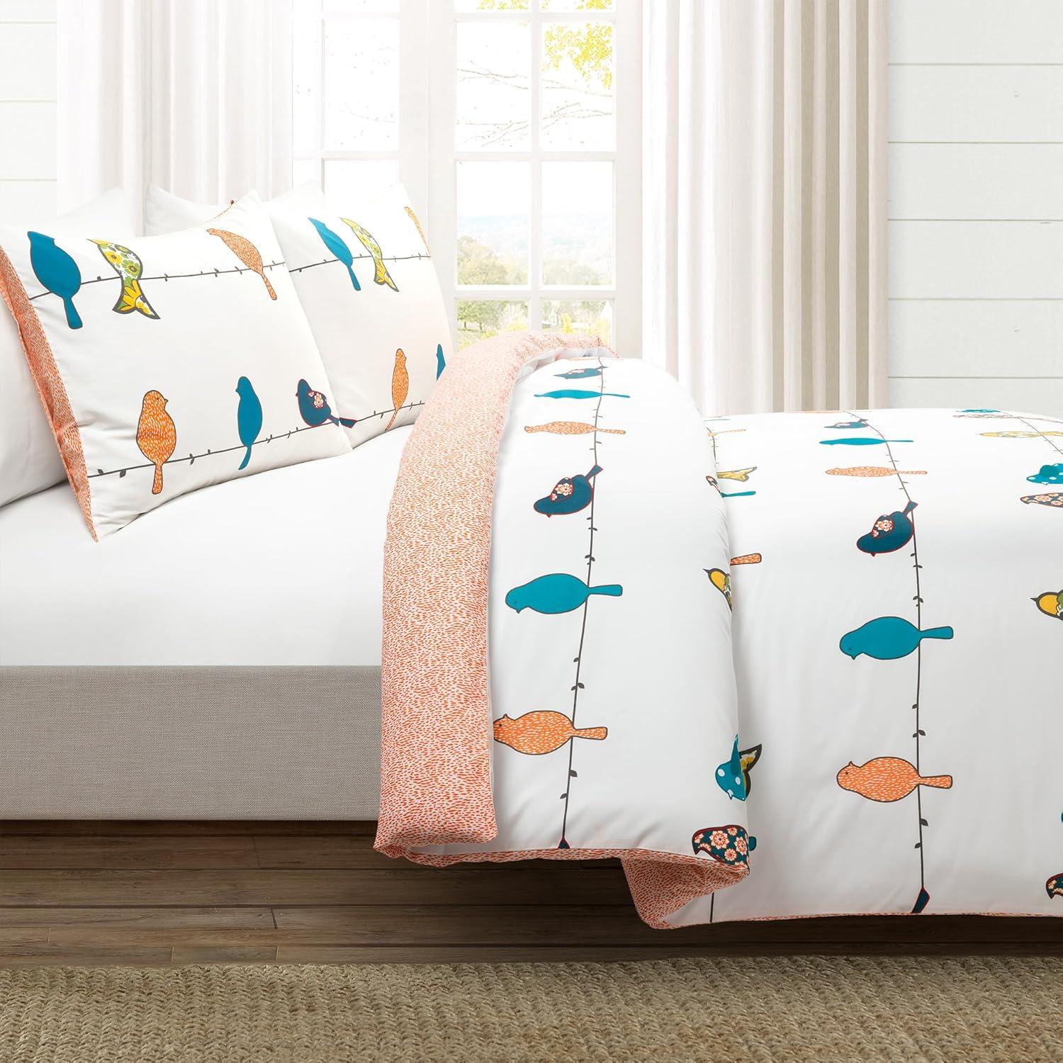 Lush Decor Rowley Birds Reversible Cotton Duvet Cover Multi (Set of 3)