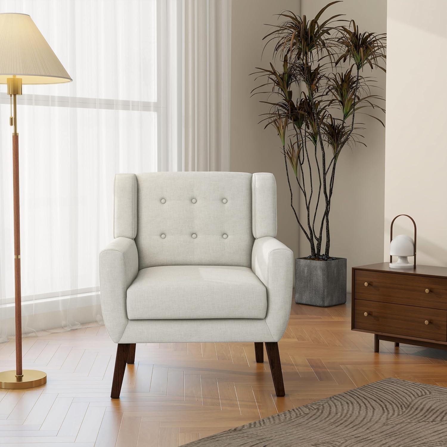 DREAMSIDEA Faux Leather Accent Chair for Living Room Morden Upholstered Armchair Green Chairs for Bedroom