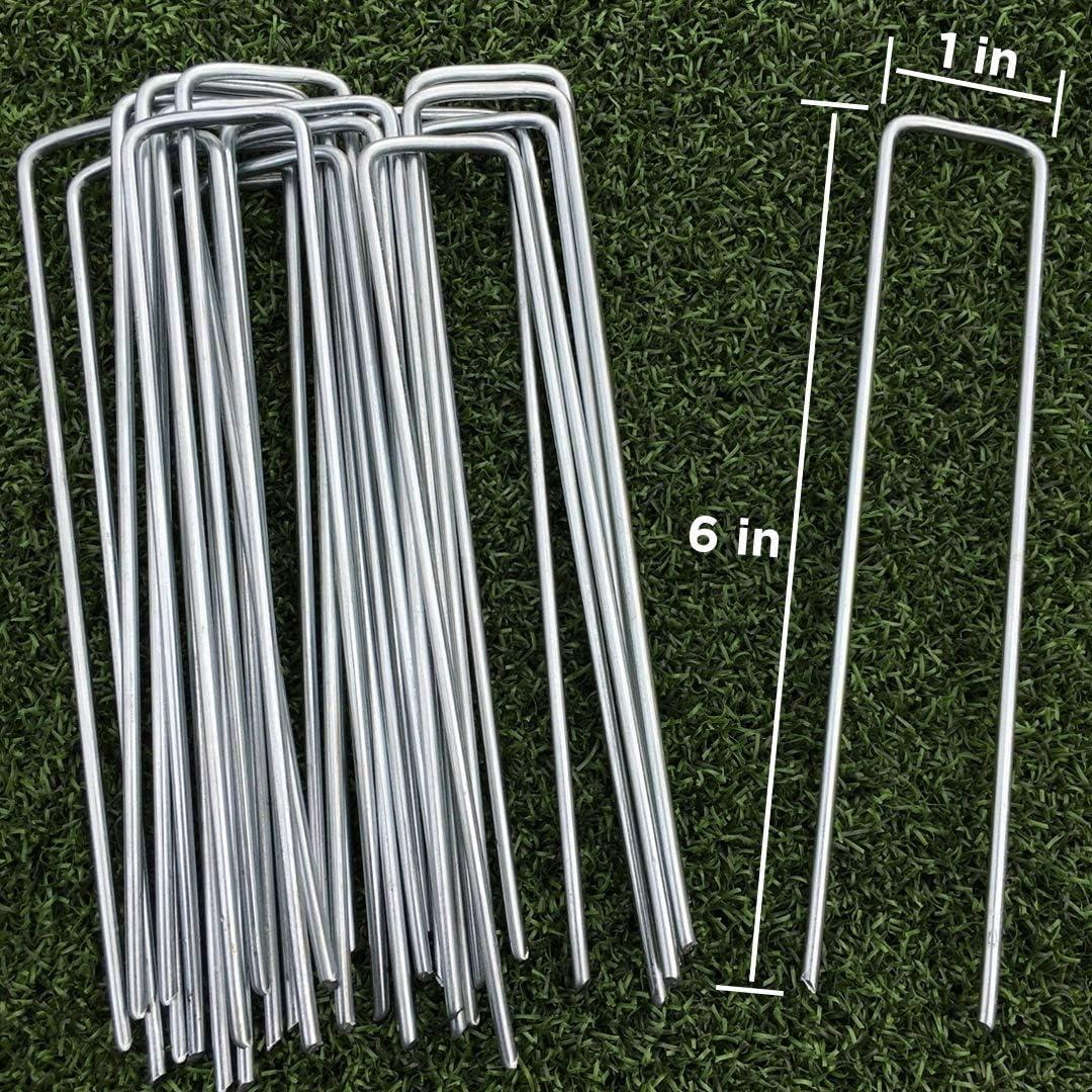 6-Inch Silver Galvanized Steel Heavy Duty Landscape Staples (100-Pack)