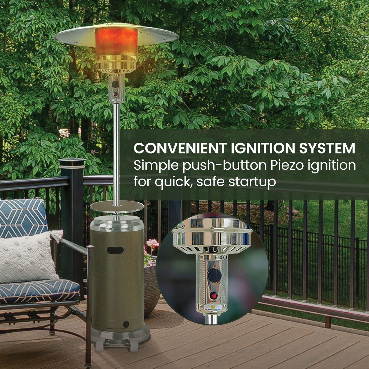 Hanover 7-Ft. 48,000 BTU Steel Propane Patio Heater in Bronze, Umbrella Style Gas Outdoor Heater for Deck or Patio, H001BR