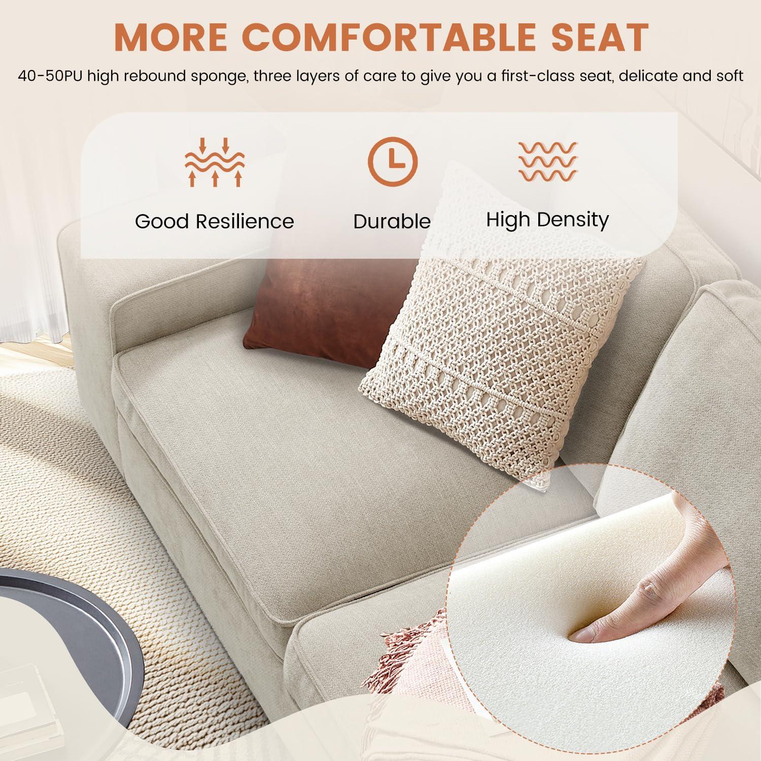 Latitude Run® ASHOMELI 99“ Convertible Sectional Sofa,L Shaped Couch,Multi-Functional Reversible Sofa With USB And Type-C Charging Ports, Storage Space, Breathable Fabric (Beige)
