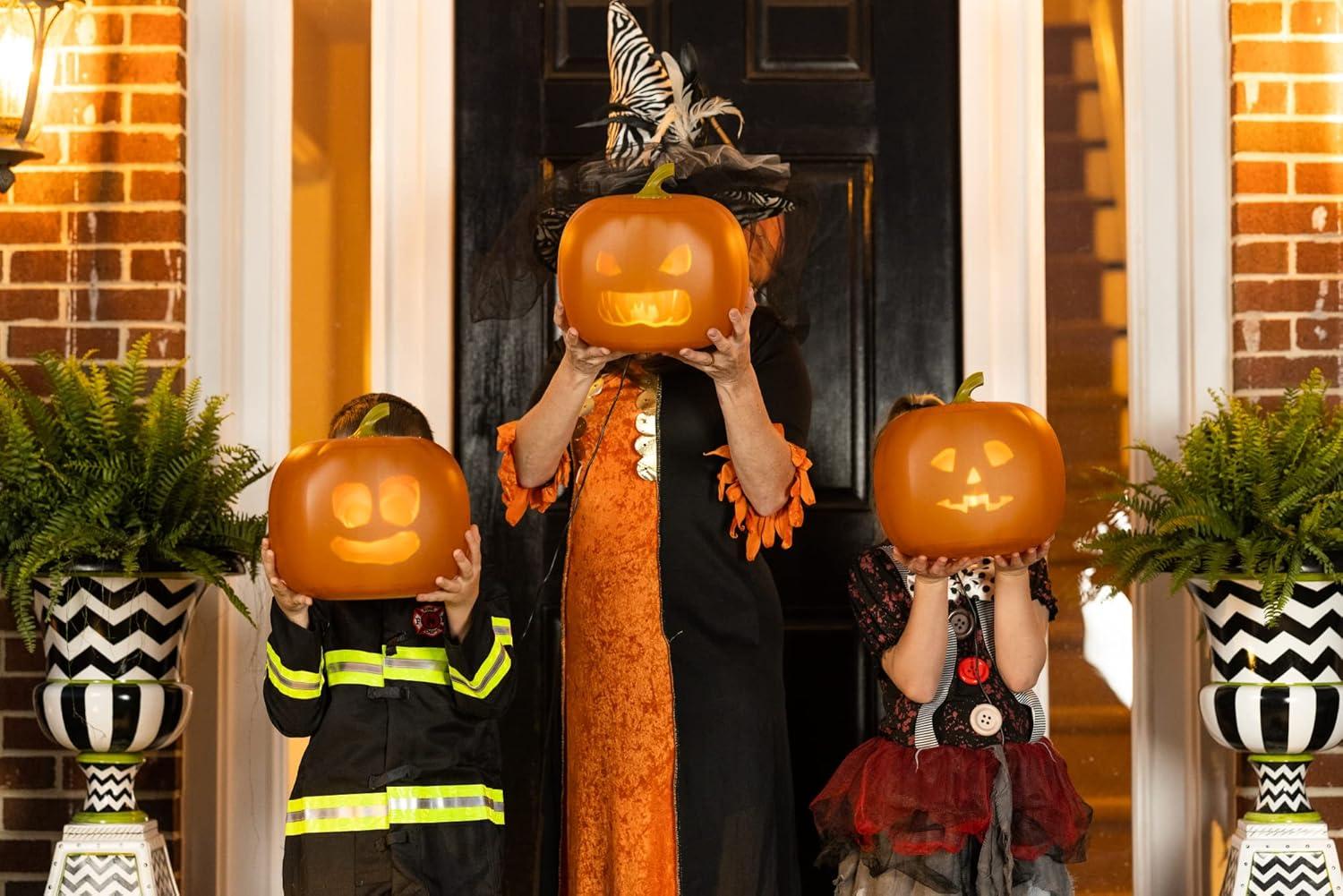Jabberin Jack XL Talking Animated White Pumpkin with Built in Projector & Speaker Plug'n Play