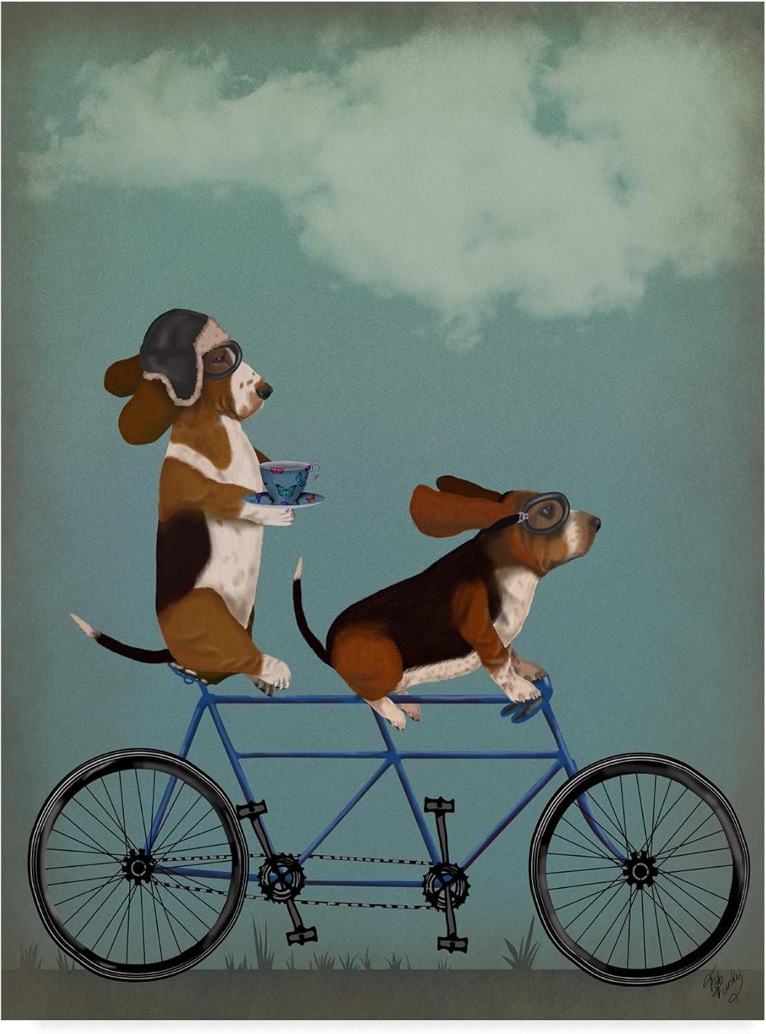 Trademark Fine Art -Fab Funky 'Basset Hound Tandem' Canvas Art - 24''x18''