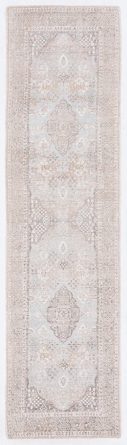 Beige and Sand Hand-Tufted Wool and Viscose Runner Rug