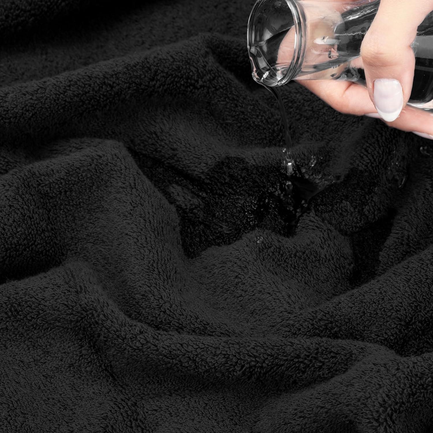 American Soft Linen Salem 4 Pack Washcloth Set, 100% Cotton Washcloth Hand Face Towels for Bathroom and Kitchen, Black