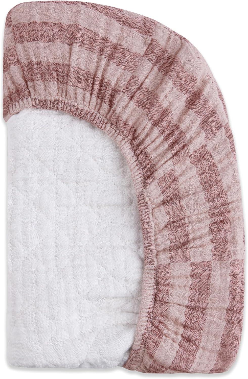 babyletto Maroon Stripe Quilted Muslin Changing Pad Cover