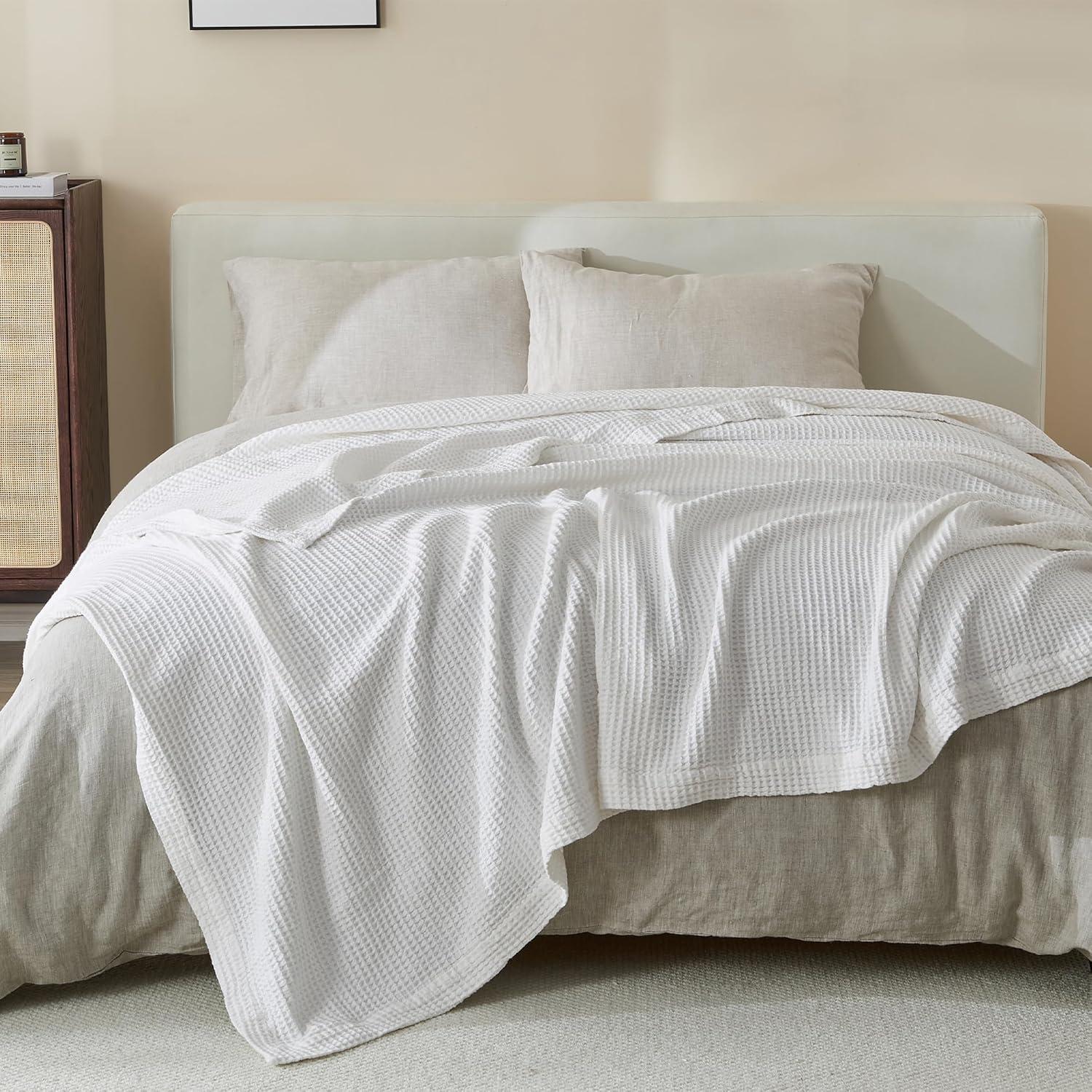 100% Cotton Lightweight Waffle Weave Summer Blanket
