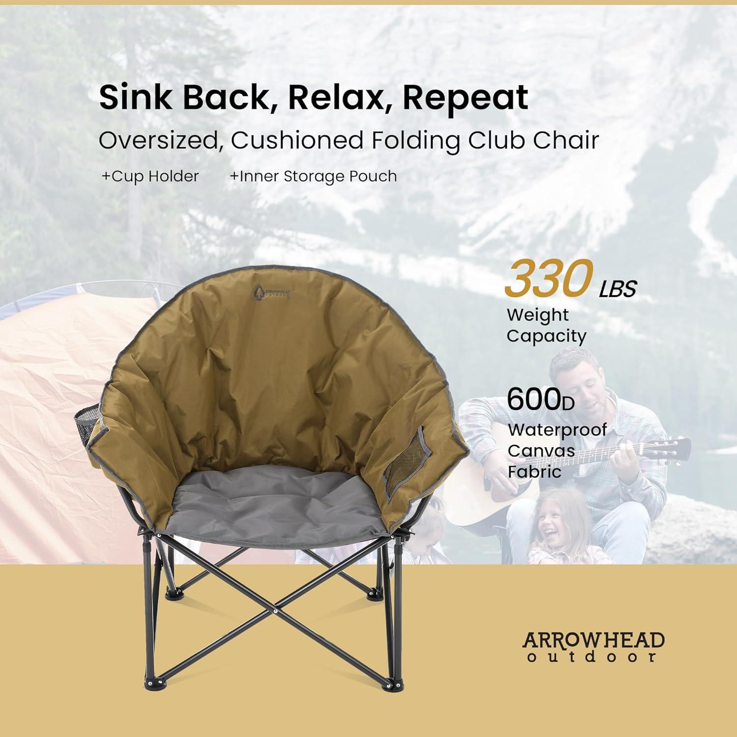 ARROWHEAD Outdoor Folding Camping Chair with Cushions