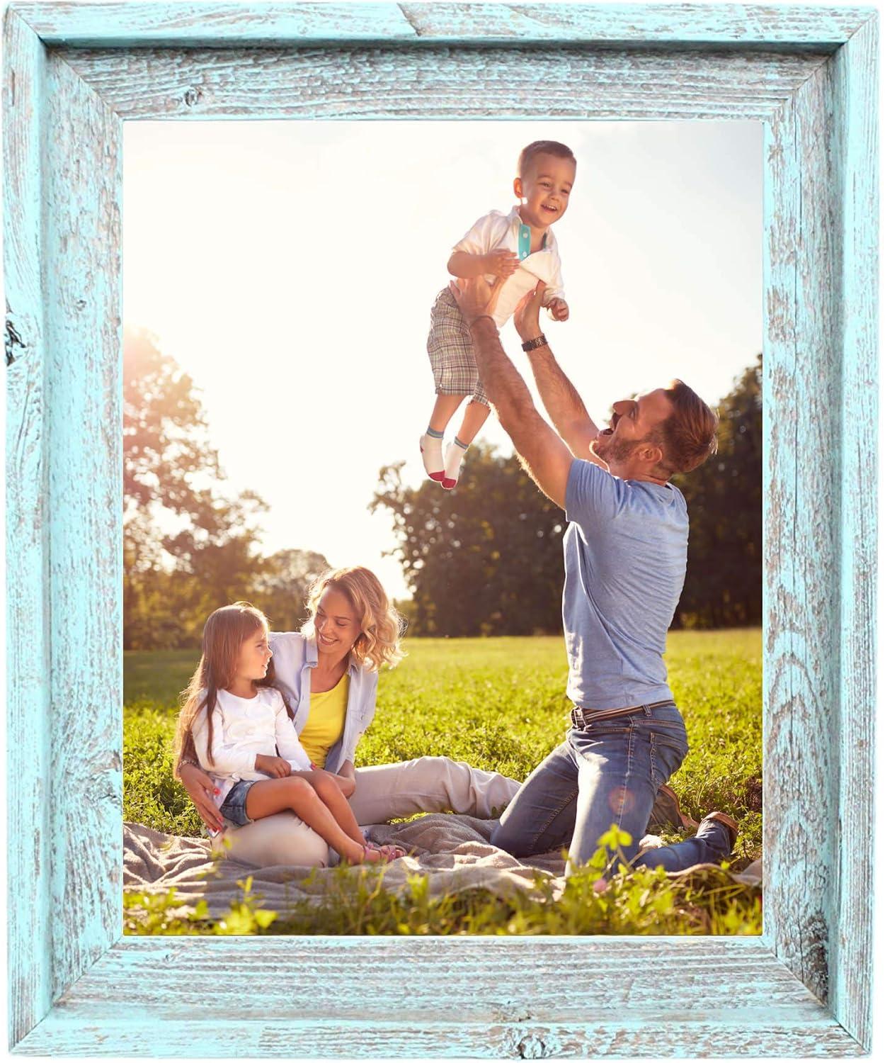 Rustic Farmhouse 11 in. x 14 in. Robins Egg Blue Reclaimed Wood Picture Frame (1.5 in. Molding)
