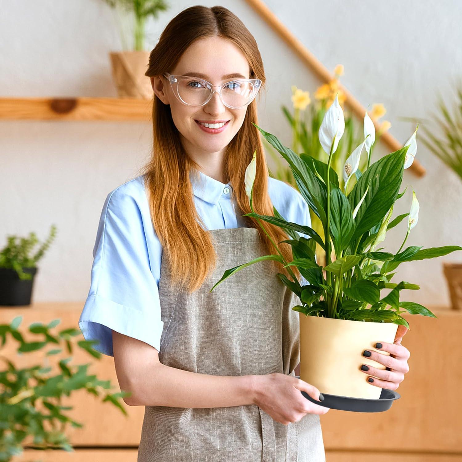 Tripumer 12Pack Plant Saucers 6inch/8inch/10inch Black Plant Saucers Plastic Planter Trays Round Trays Heavy Duty Drip Trays Perfect for Indoor and Outdoor Plants