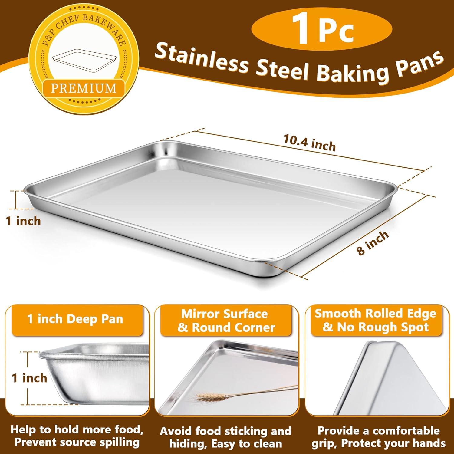 Compact Stainless Steel Non-Stick Toaster Oven Tray with Rack