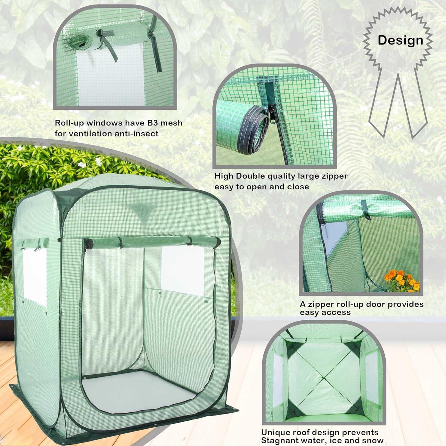 porayhut Pop Up Greenhouse Cover Flower House Mini Gardening Plant Flower Sunshine Room Room,Backyard PVC Greenhouse Cover for Cold Frost Protector Gardening Plants (Tunnel Grennhouse)