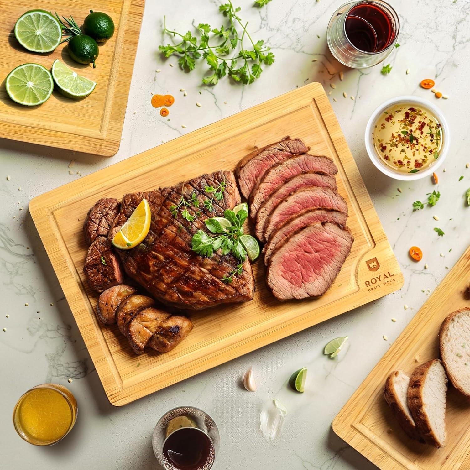 Royal Craft Wood Bamboo Cutting Board Set of 4