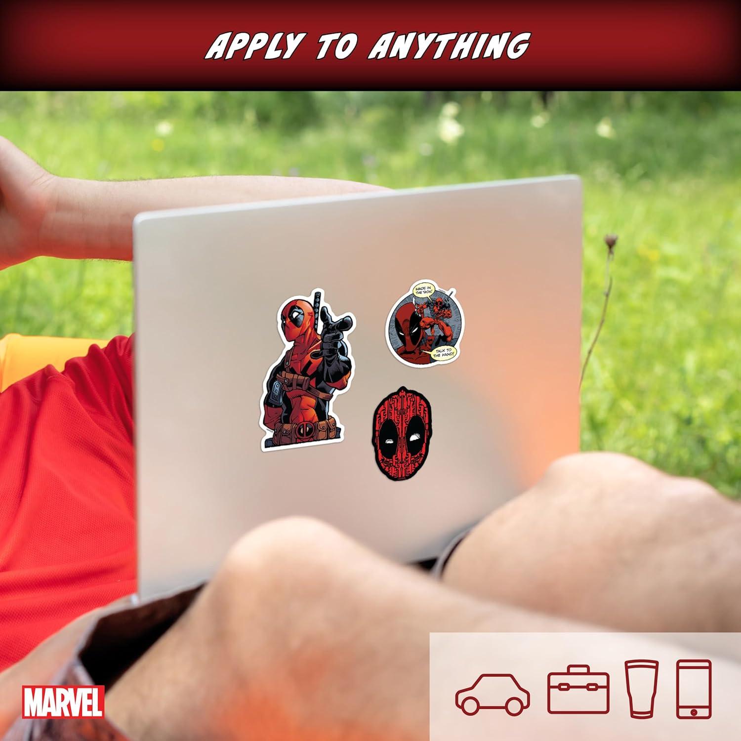 Marvel Deadpool Vinyl Decals - Set of 3 Deadpool Vinyl Car Stickers for Window Truck Bumper Laptop Tumbler Cup Cell Phone Marvel Licensed 1991