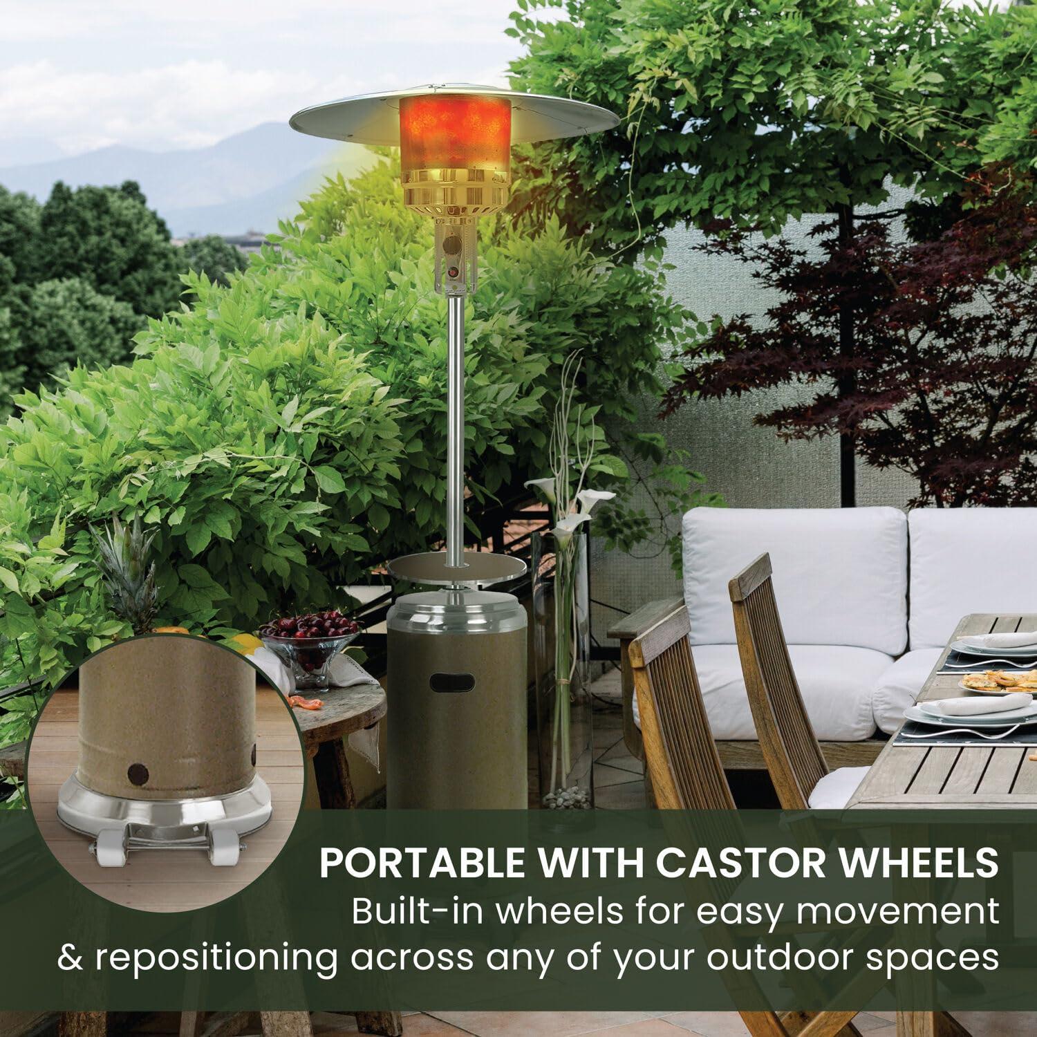 Hanover 7-Ft. 48,000 BTU Steel Propane Patio Heater in Bronze, Umbrella Style Gas Outdoor Heater for Deck or Patio, H001BR