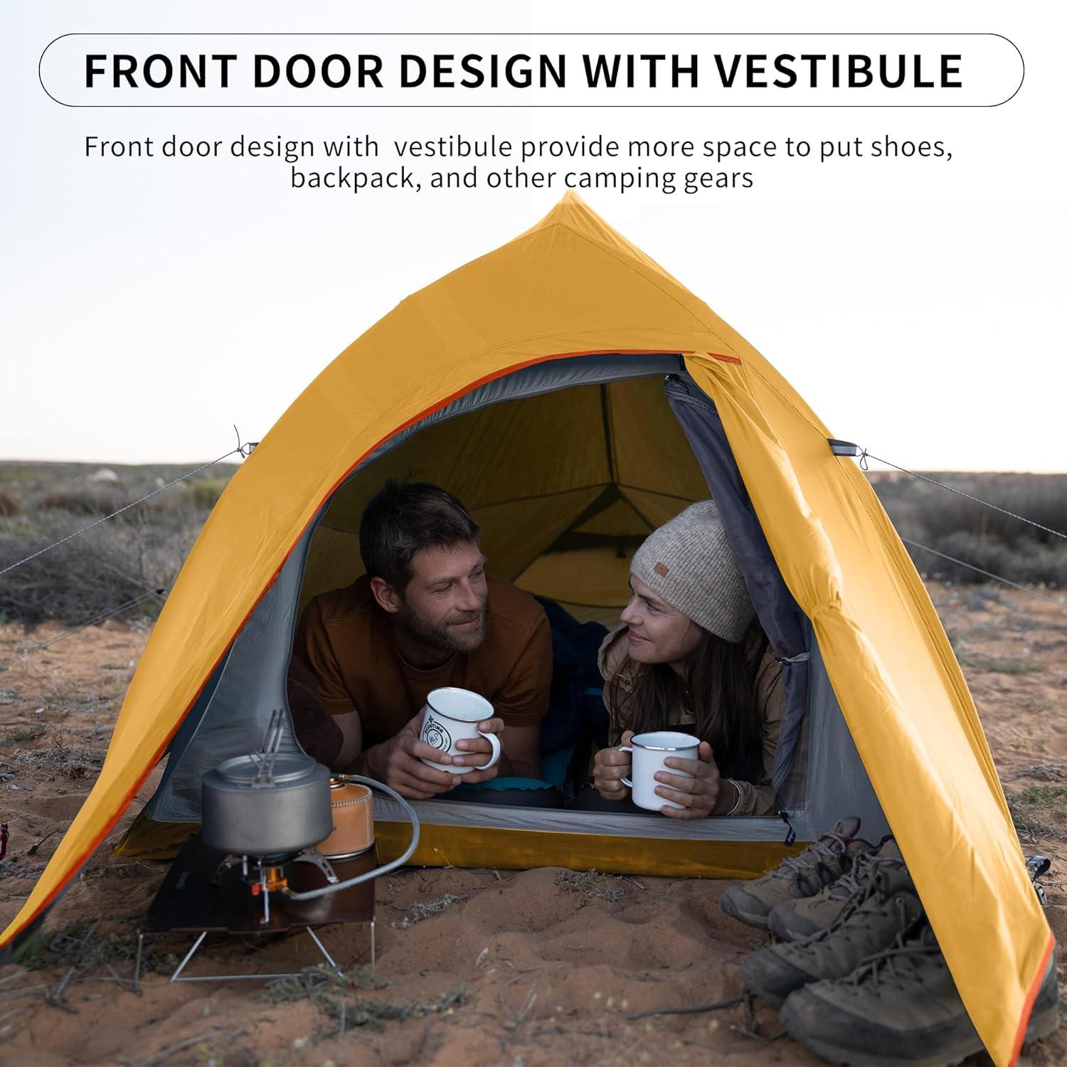 Naturehike, Cloud up Base-Lightweight Hiking Tent, Portable Outdoor Camping Tent,  Waterproof Backpacking Tent, Streamlined Design, Wind Resistance, 210T Polyester Tri-grid Wear-resistant Fabric