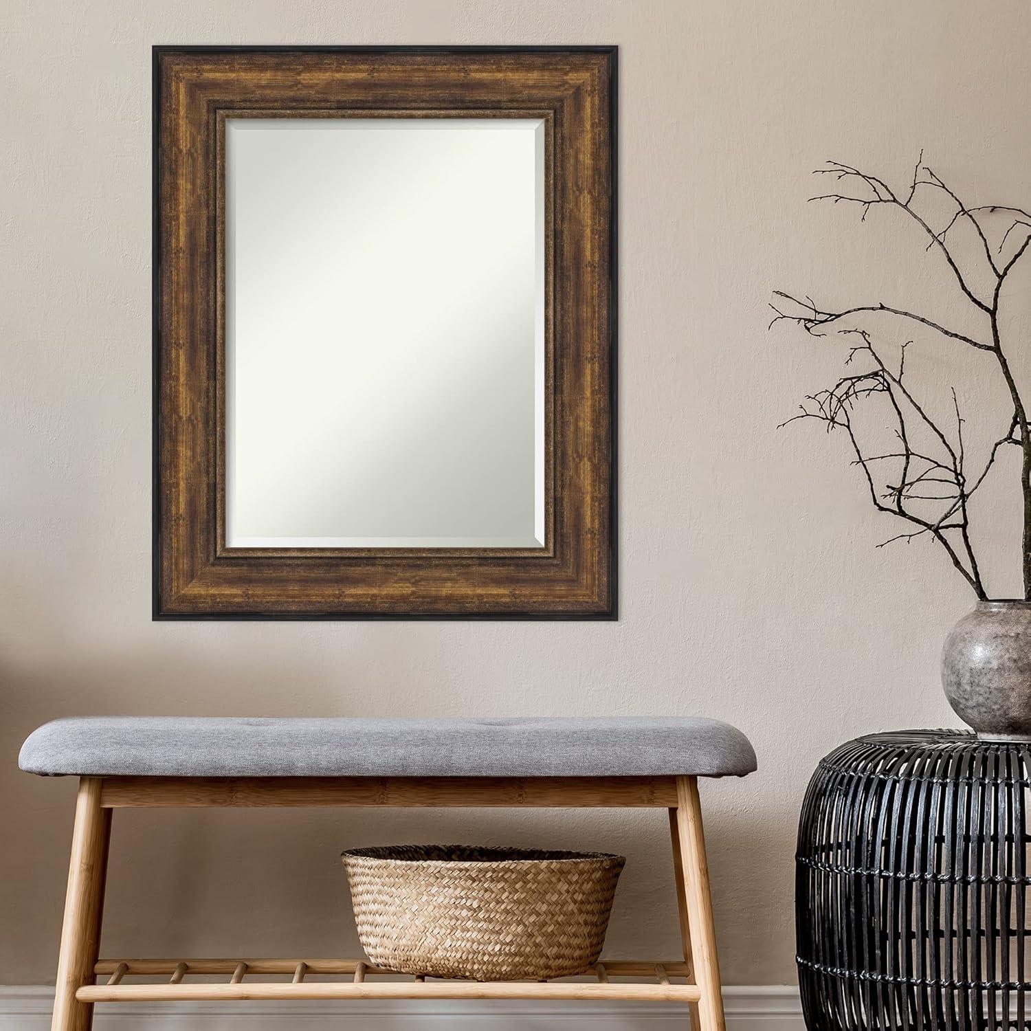 Medium Rectangle Bronze Bronze/Copper Metallic Beveled Glass Modern Mirror (31.5 in. H x 25.5 in. W)