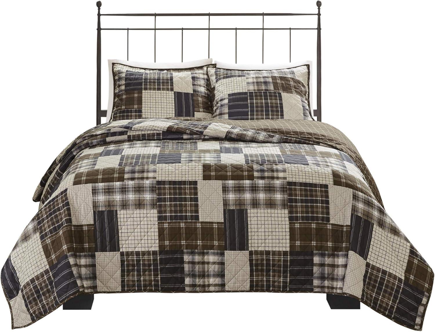 Timber Black/Brown Reversible Microfiber Full Quilt Set