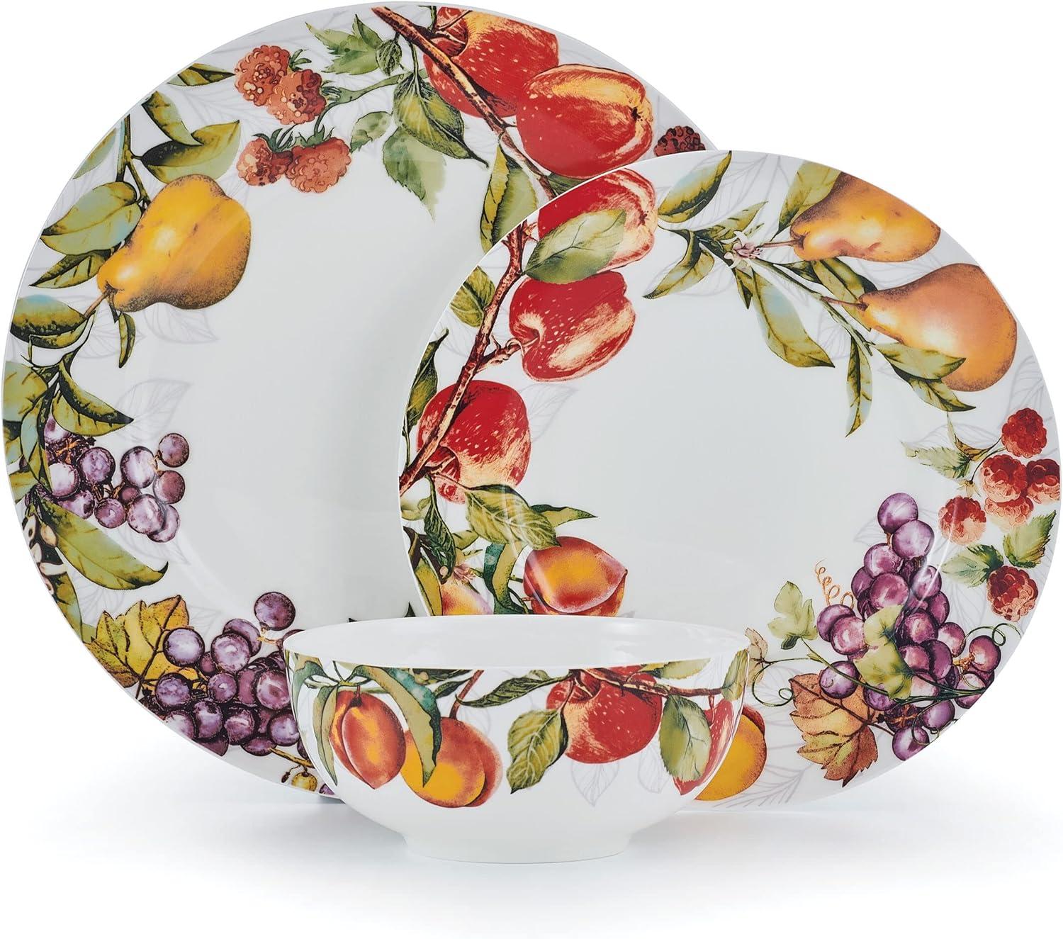 Orchard Floral Porcelain 12-Piece Dinnerware Set, Service for 4