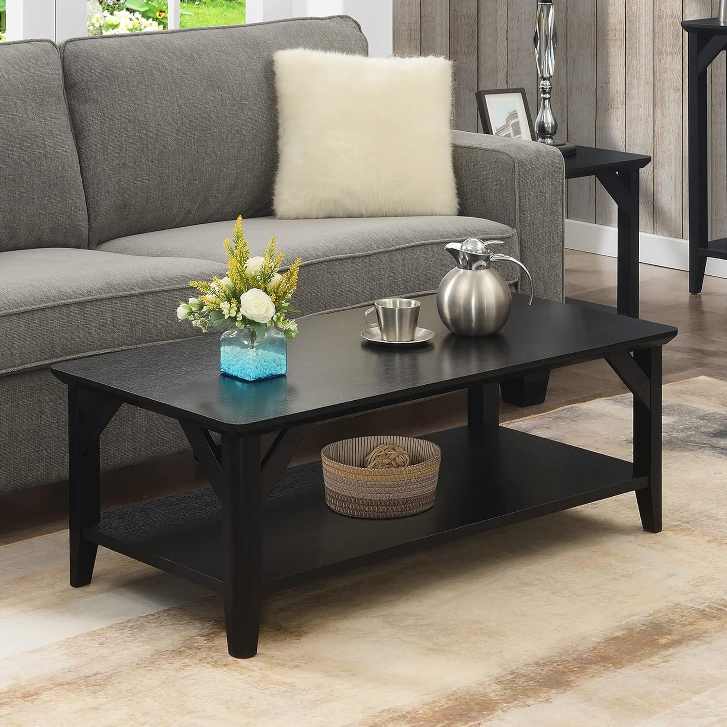 Convenience Concepts Winston Coffee Table with Shelf, Black