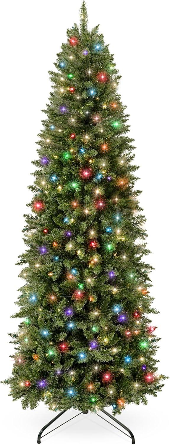 Best Choice Products Prelit Pencil Christmas Tree, Spruce Style Holiday Décor w/ 2-in-1 LED Lights