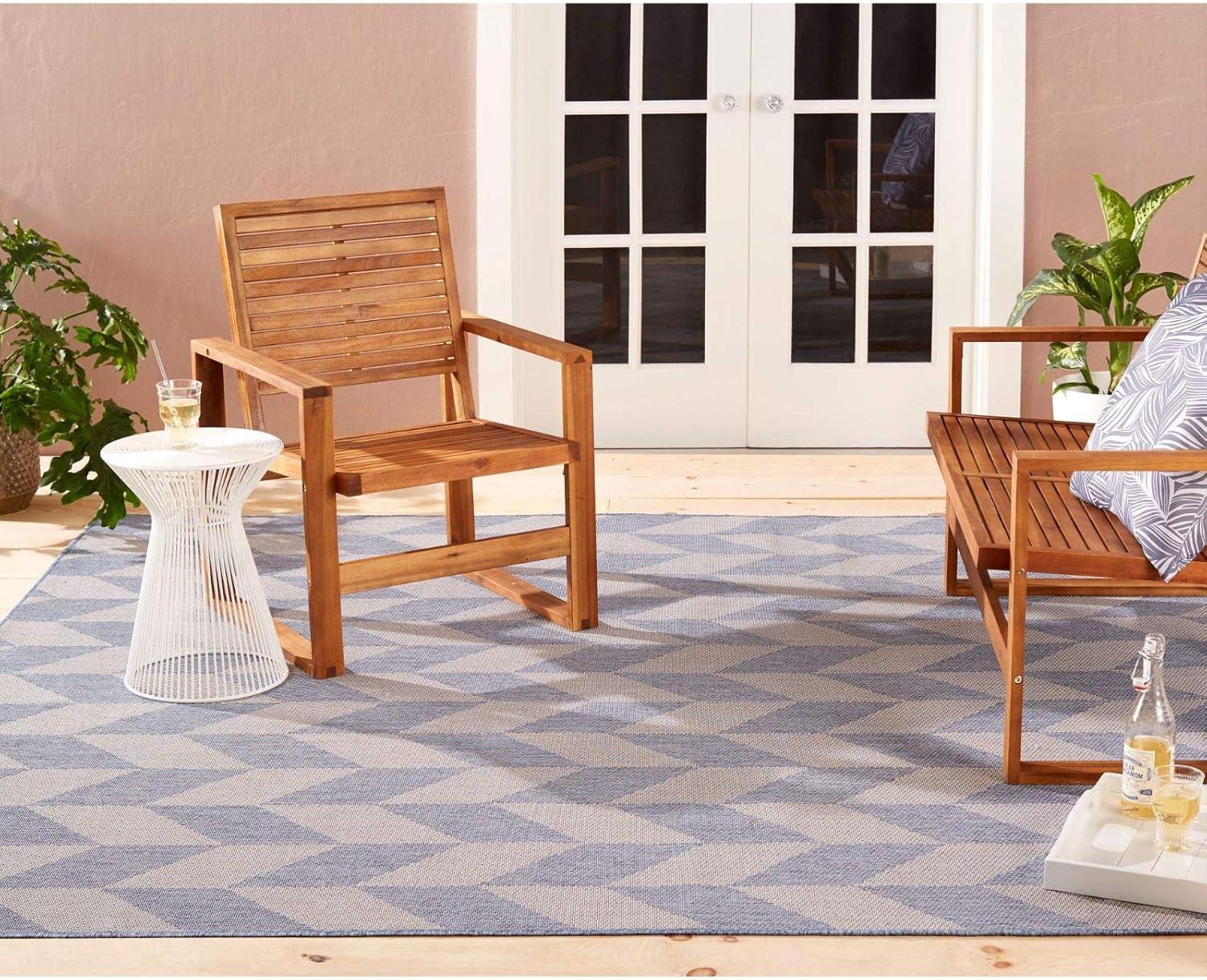 Nicole Miller New York Patio Country Calla Herringbone Indoor/Outdoor Area Rug, Blue/Grey