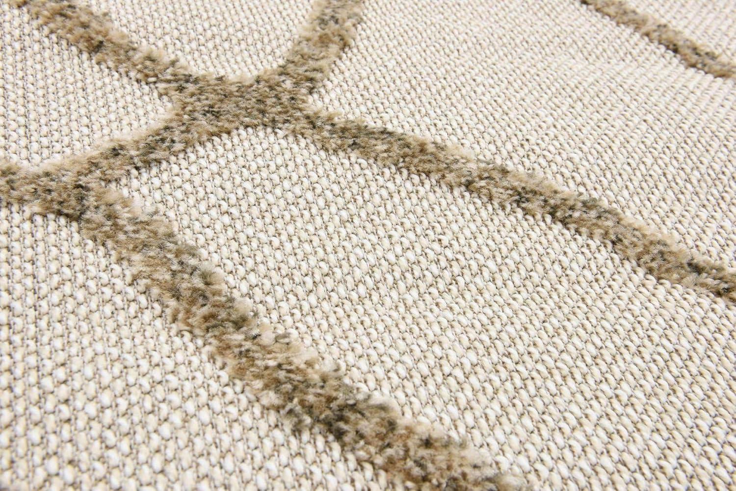 Unique Loom San Jose Indoor/Outdoor Modern Rug Cream/Beige 2' x 6' 1" Runner Geometric Modern Perfect For Patio Deck Garage Entryway